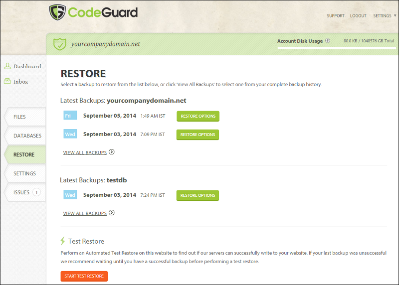Test Restore